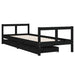 Cadru pat copii cu sertare, negru, 80x200 cm, lemn masiv de pin - WALTI WALTI