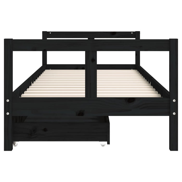 Cadru pat copii cu sertare, negru, 80x200 cm, lemn masiv de pin - WALTI WALTI