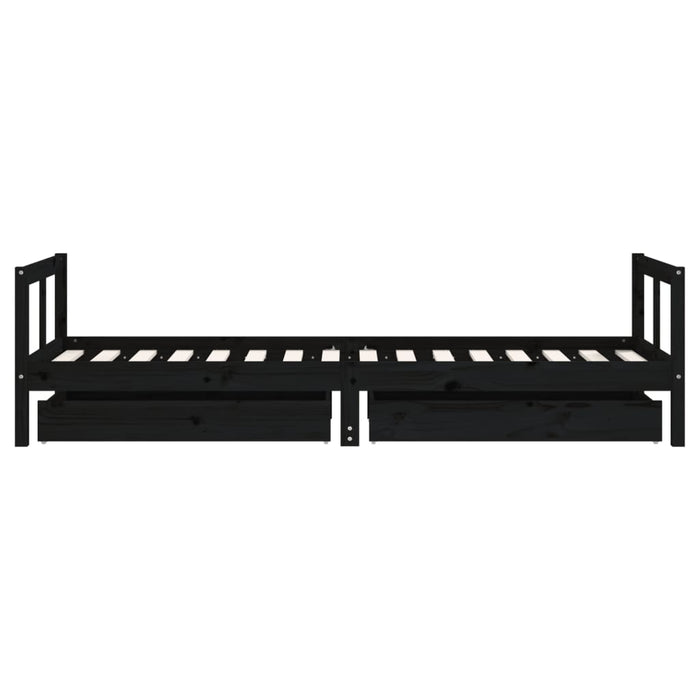 Cadru pat copii cu sertare, negru, 80x200 cm, lemn masiv de pin - WALTI WALTI