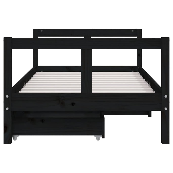 Cadru de pat copii cu sertare, negru, 80x160 cm, lemn masiv pin WALTI