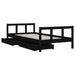 Cadru de pat copii cu sertare, negru, 90x190 cm, lemn masiv pin - WALTI WALTI