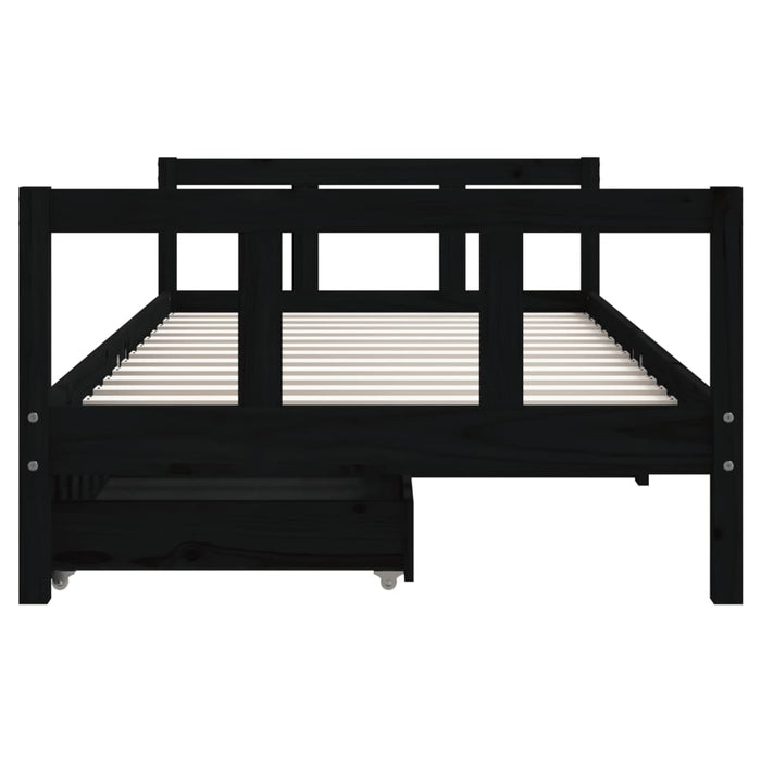 Cadru de pat copii cu sertare, negru, 90x190 cm, lemn masiv pin - WALTI WALTI