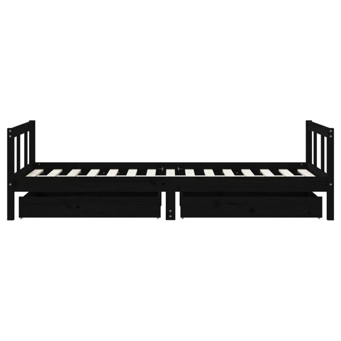 Cadru de pat copii cu sertare, negru, 90x190 cm, lemn masiv pin - WALTI WALTI