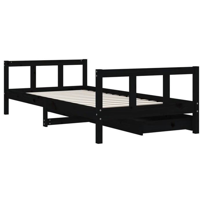 Cadru de pat copii cu sertare, negru, 90x190 cm, lemn masiv pin - WALTI WALTI