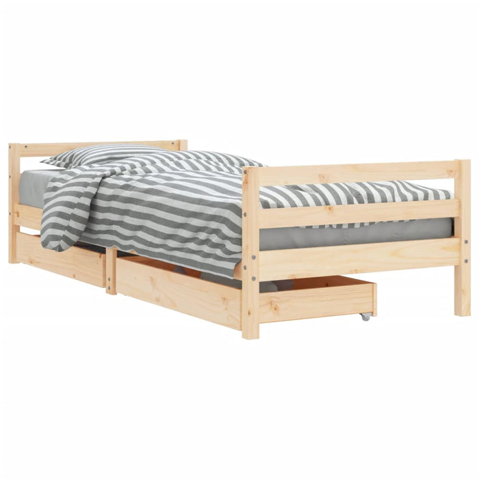 Cadru pat copii cu sertare, 80x200 cm, lemn masiv de pin WALTI