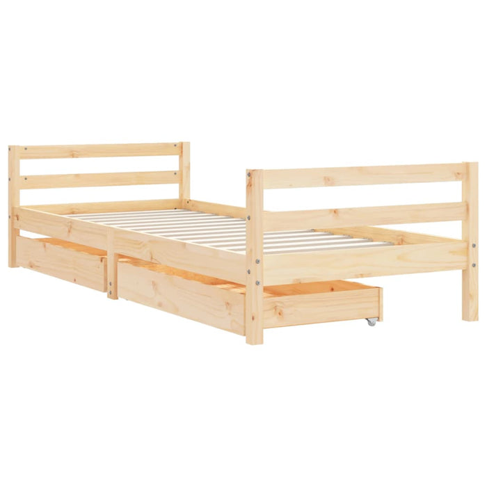 Cadru pat copii cu sertare, 80x200 cm, lemn masiv de pin WALTI