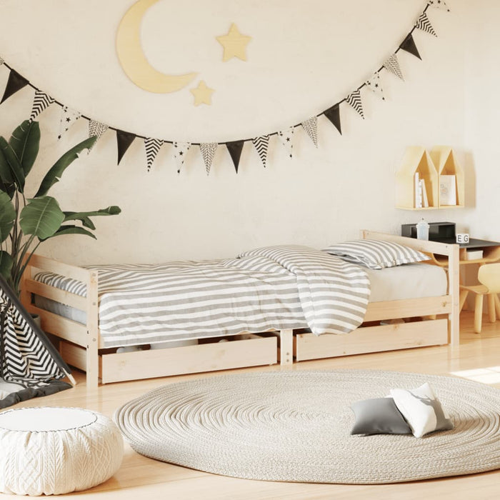 Cadru pat copii cu sertare, 80x200 cm, lemn masiv de pin WALTI