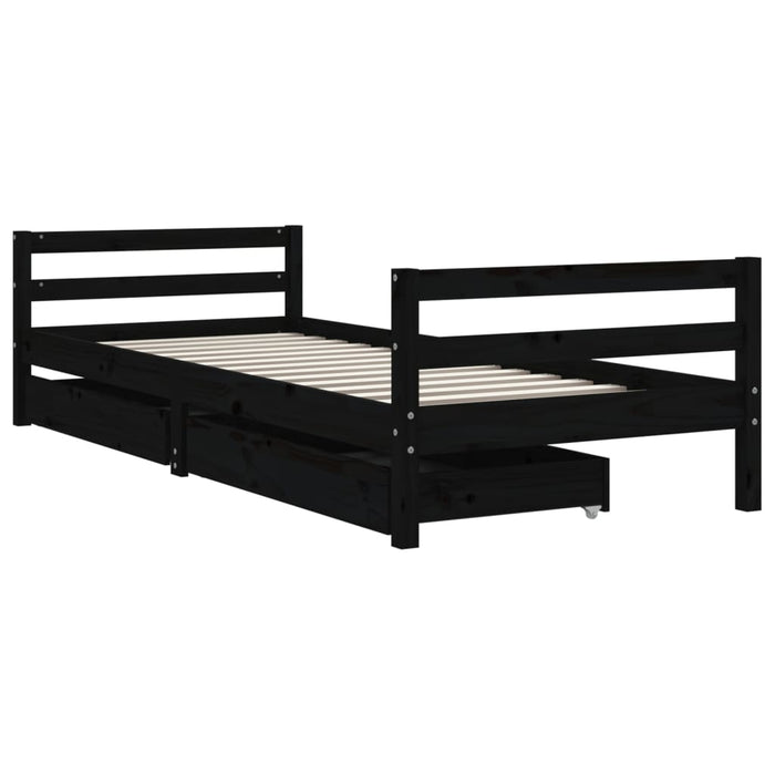 Cadru pat copii cu sertare, negru, 80x200 cm, lemn masiv de pin - WALTI WALTI