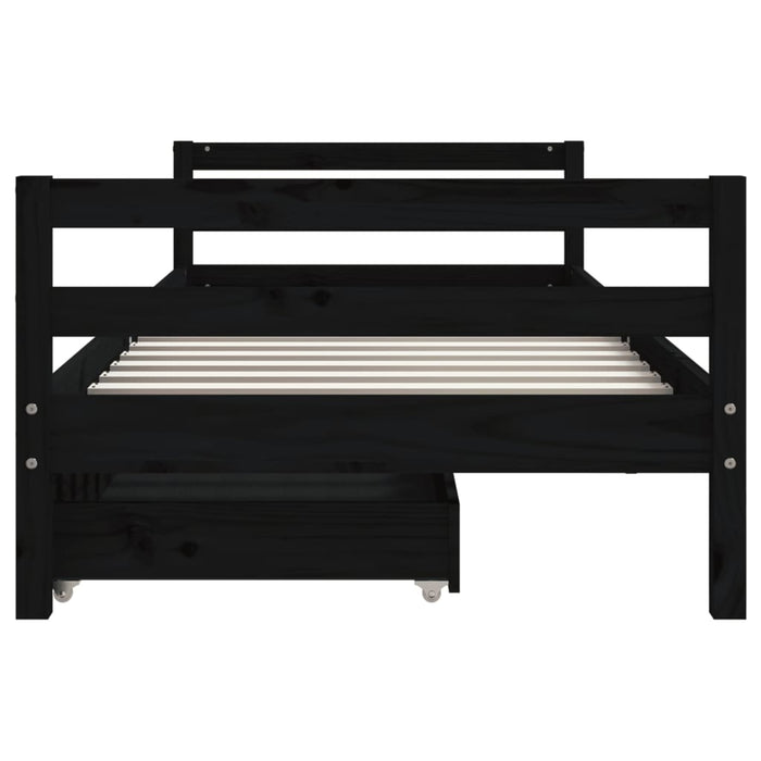 Cadru pat copii cu sertare, negru, 80x200 cm, lemn masiv de pin - WALTI WALTI