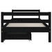 Cadru pat copii cu sertare, negru, 80x200 cm, lemn masiv de pin - WALTI WALTI