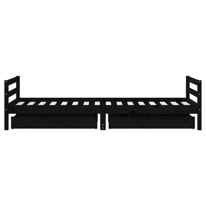 Cadru pat copii cu sertare, negru, 80x200 cm, lemn masiv de pin - WALTI WALTI