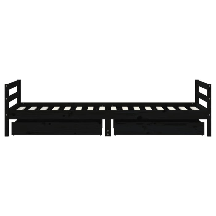 Cadru de pat copii cu sertare, negru, 90x200 cm, lemn masiv pin - WALTI WALTI
