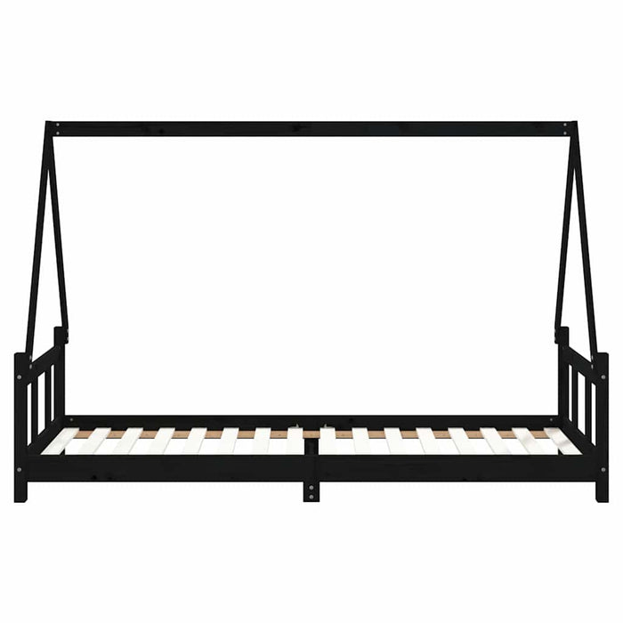 Cadru pat pentru copii, negru, 90x200 cm, lemn masiv de pin WALTI