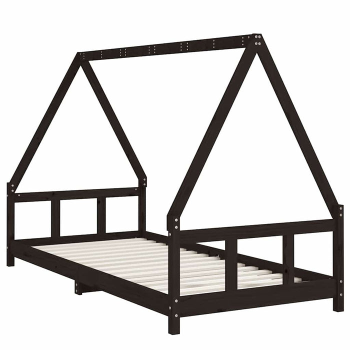 Cadru pat pentru copii, negru, 90x200 cm, lemn masiv de pin WALTI