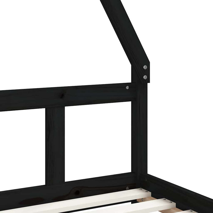 Cadru pat pentru copii, negru, 90x200 cm, lemn masiv de pin WALTI