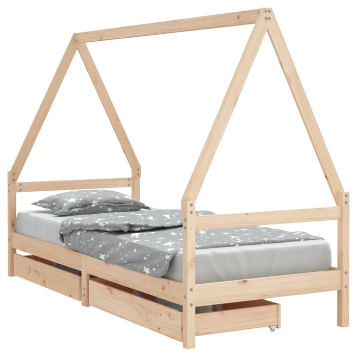Cadru pat copii cu sertare, 80x200 cm, lemn masiv de pin - WALTI WALTI