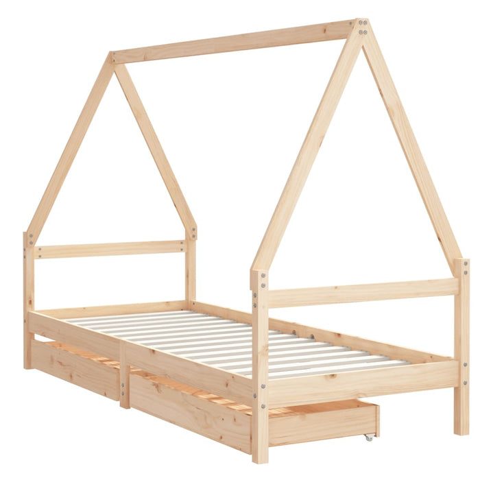 Cadru pat copii cu sertare, 80x200 cm, lemn masiv de pin - WALTI WALTI