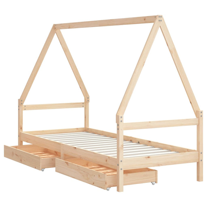 Cadru pat copii cu sertare, 80x200 cm, lemn masiv de pin - WALTI WALTI