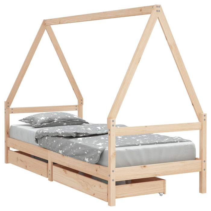 Cadru de pat pentru copii cu sertare, 90x190 cm, lemn masiv pin - WALTI WALTI