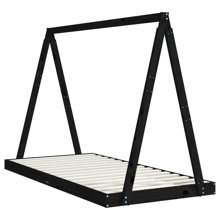 Cadru de pat pentru copii, negru, 90x190 cm, lemn masiv de pin - WALTI WALTI