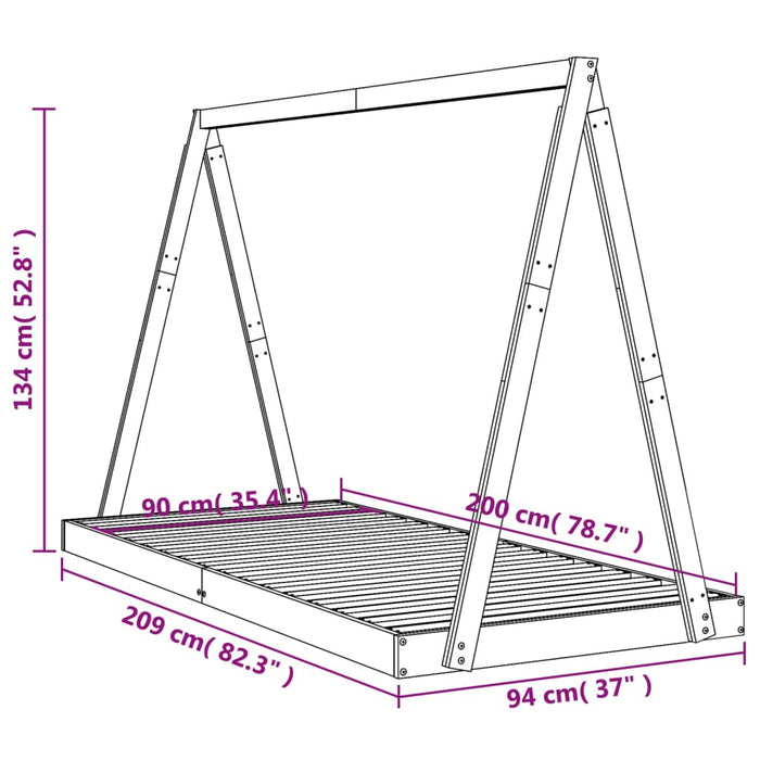 Cadru pat pentru copii, 90x200 cm, lemn masiv de pin - WALTI WALTI