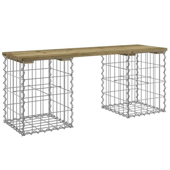 Bancă grădină, design gabion, 103x31x42 cm, lemn pin impregnat WALTI