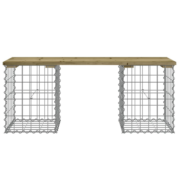 Bancă grădină, design gabion, 103x31x42 cm, lemn pin impregnat WALTI