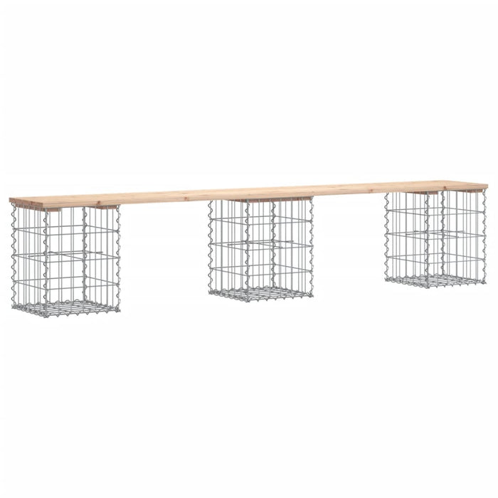 Bancă de grădină, design gabion, 203x31x42cm, lemn masiv de pin - WALTI WALTI