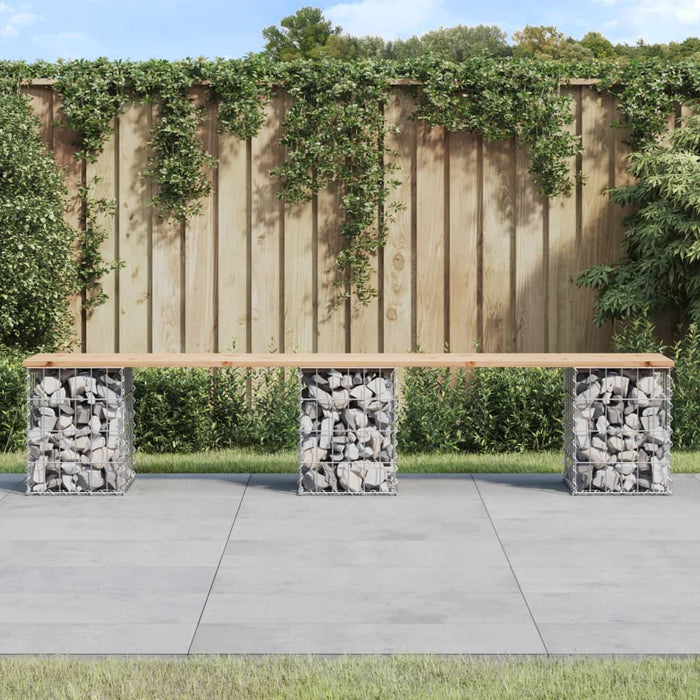 Bancă de grădină, design gabion, 203x31x42cm, lemn masiv de pin - WALTI WALTI