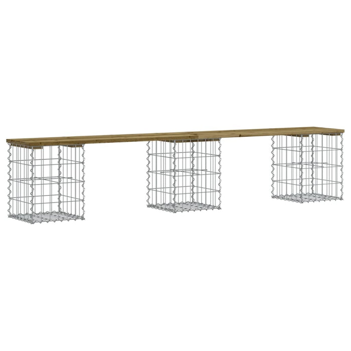 Bancă grădină, design gabion, 203x31x42 cm, lemn pin impregnat - WALTI WALTI