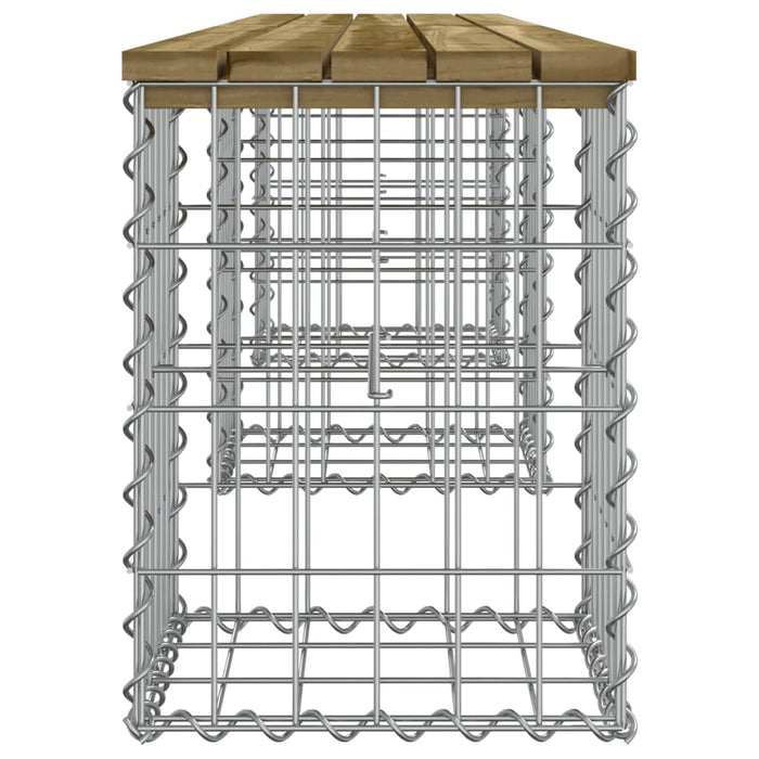 Bancă grădină, design gabion, 203x31x42 cm, lemn pin impregnat - WALTI WALTI