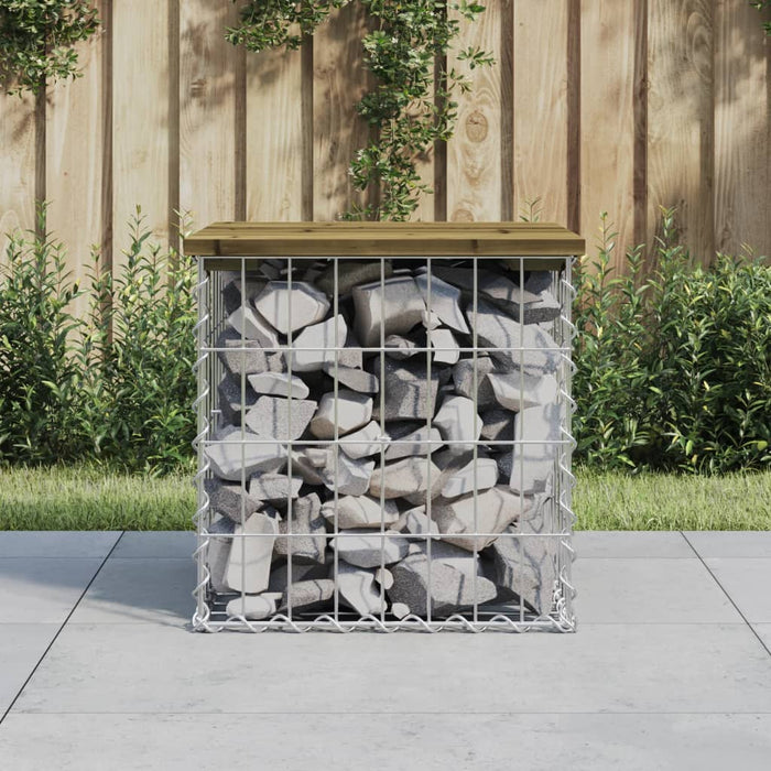 Bancă grădină, design gabion, 43x44x42 cm, lemn pin impregnat - WALTI WALTI
