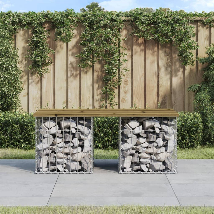 Bancă grădină, design gabion, 103x44x42 cm, lemn pin impregnat - WALTI WALTI