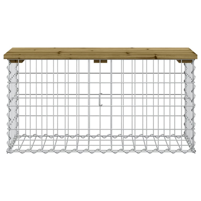 Bancă grădină, design gabion, 83x31,5x42 cm, lemn pin impregnat - WALTI WALTI