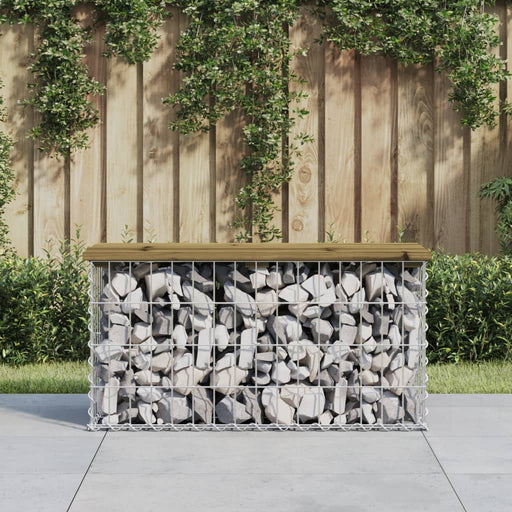 Bancă grădină, design gabion, 83x31,5x42 cm, lemn pin impregnat - WALTI WALTI