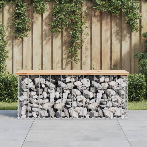 Bancă de grădină, design gabion, 103x31,5x42 cm, lemn masiv pin - WALTI WALTI