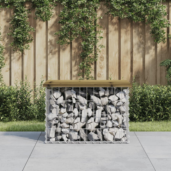 Bancă grădină, design gabion, 63x44x42 cm, lemn pin impregnat - WALTI WALTI