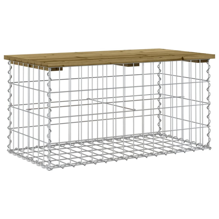 Bancă grădină, design gabion, 83x44x42 cm, lemn pin impregnat WALTI