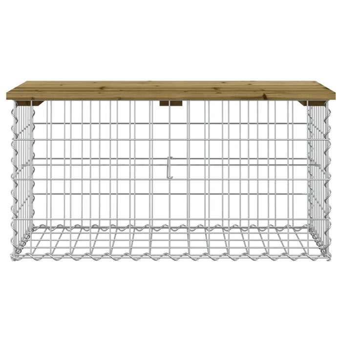 Bancă grădină, design gabion, 83x44x42 cm, lemn pin impregnat WALTI
