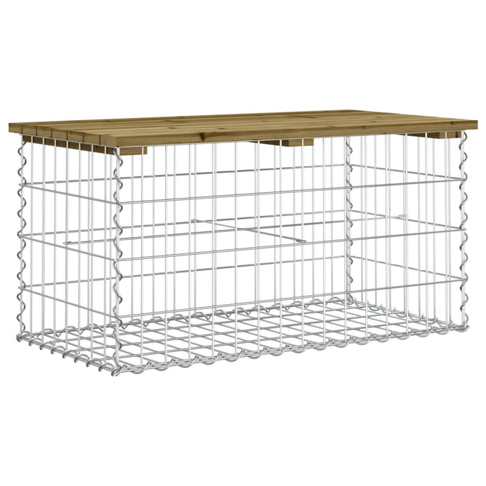 Bancă grădină, design gabion, 83x44x42 cm, lemn pin impregnat WALTI