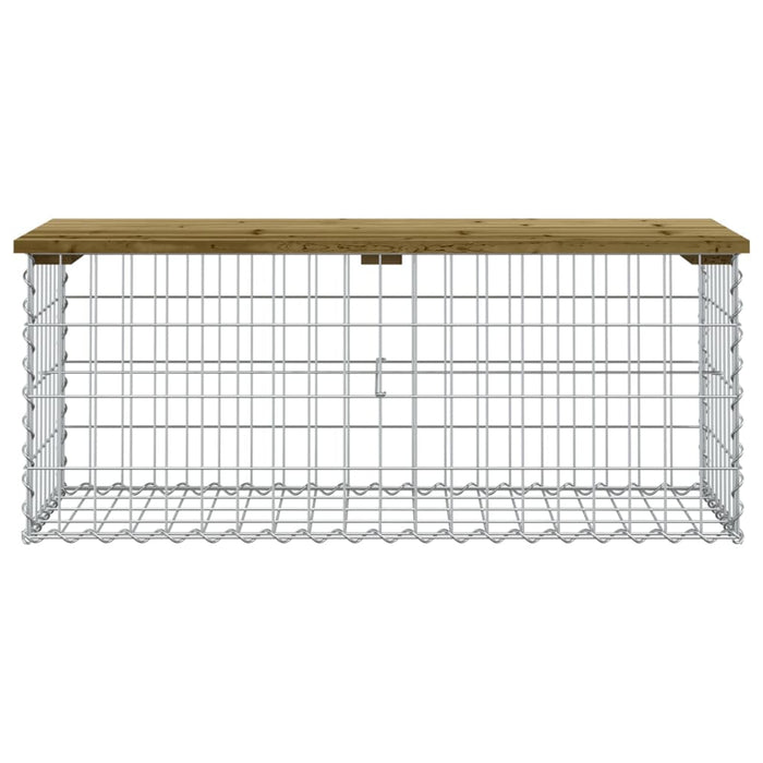 Bancă grădină, design gabion, 103x44x42 cm, lemn pin impregnat - WALTI WALTI