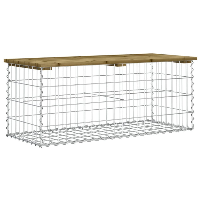 Bancă grădină, design gabion, 103x44x42 cm, lemn pin impregnat - WALTI WALTI