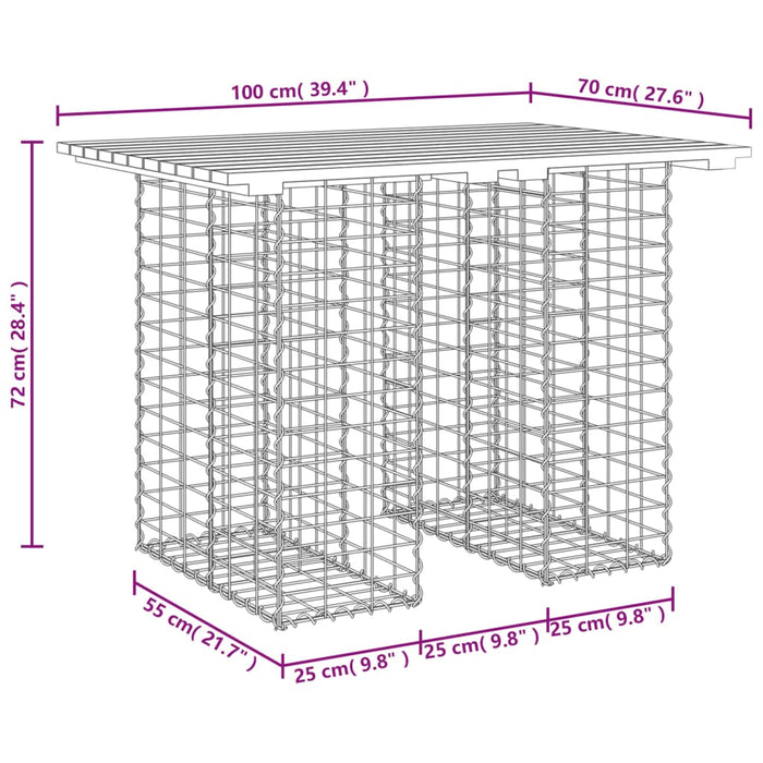 Bancă de grădină, design gabion, 100x70x72cm, lemn masiv de pin - WALTI WALTI