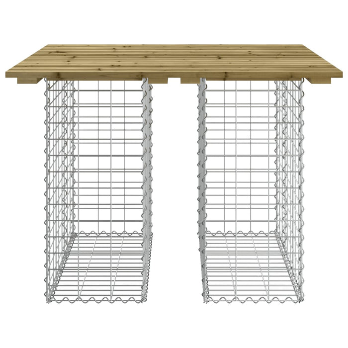 Bancă grădină, design gabion, 100x102x72 cm, lemn pin impregnat - WALTI WALTI