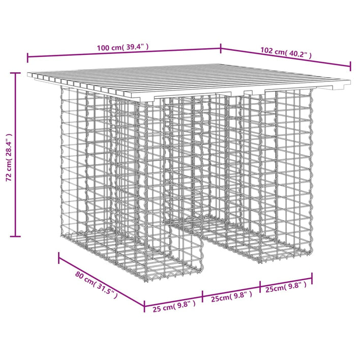 Bancă grădină, design gabion, 100x102x72 cm, lemn pin impregnat - WALTI WALTI