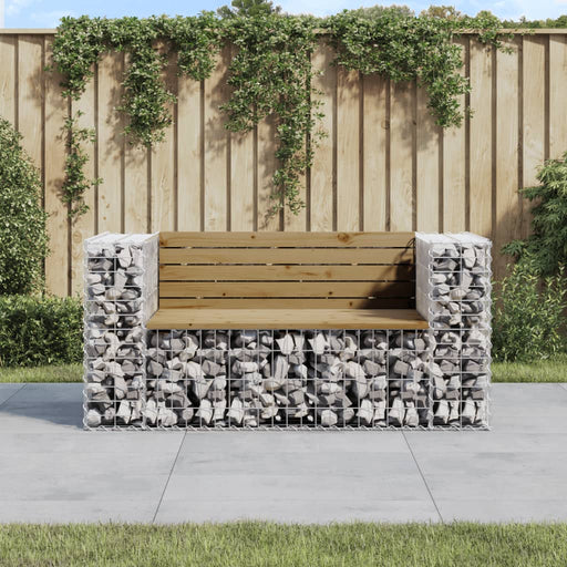 Bancă grădină, design gabion, 143x71x65,5cm, lemn pin impregnat - WALTI WALTI