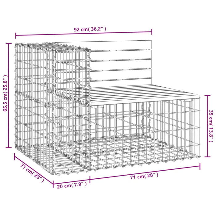 Bancă de grădină design gabion, 92x71x65,5cm, lemn masiv de pin - WALTI WALTI