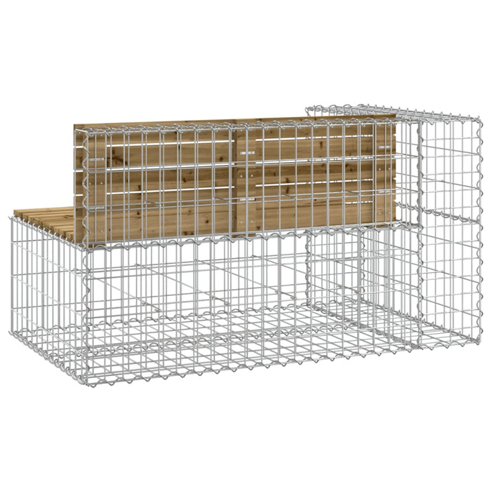 Bancă de grădină design gabion 122x71x65,5cm lemn pin impregnat - WALTI WALTI