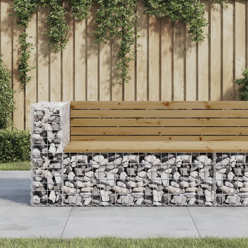 Bancă de grădină design gabion 122x71x65,5cm lemn pin impregnat - WALTI WALTI