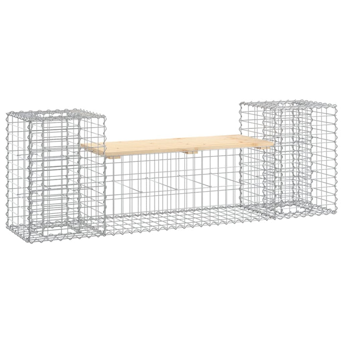 Bancă de grădină cu gabion, 183x41x60,5 cm, lemn masiv pin - WALTI WALTI